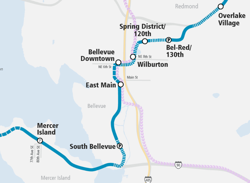 Bird's eye view of light rail through Bellevue | Bellevue.com